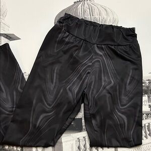 Black Satin Patterned Pants